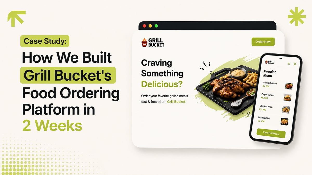 Screenshot of the Grill Bucket food ordering website built by Loomadev