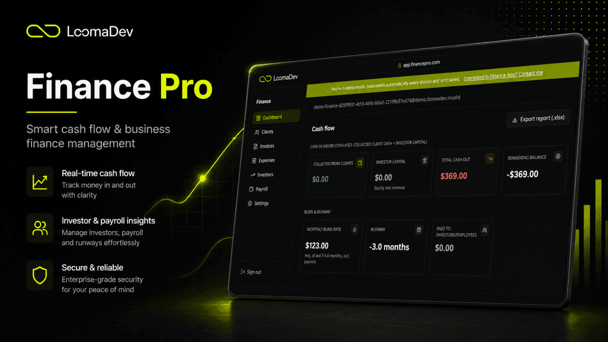 Finance App demo preview