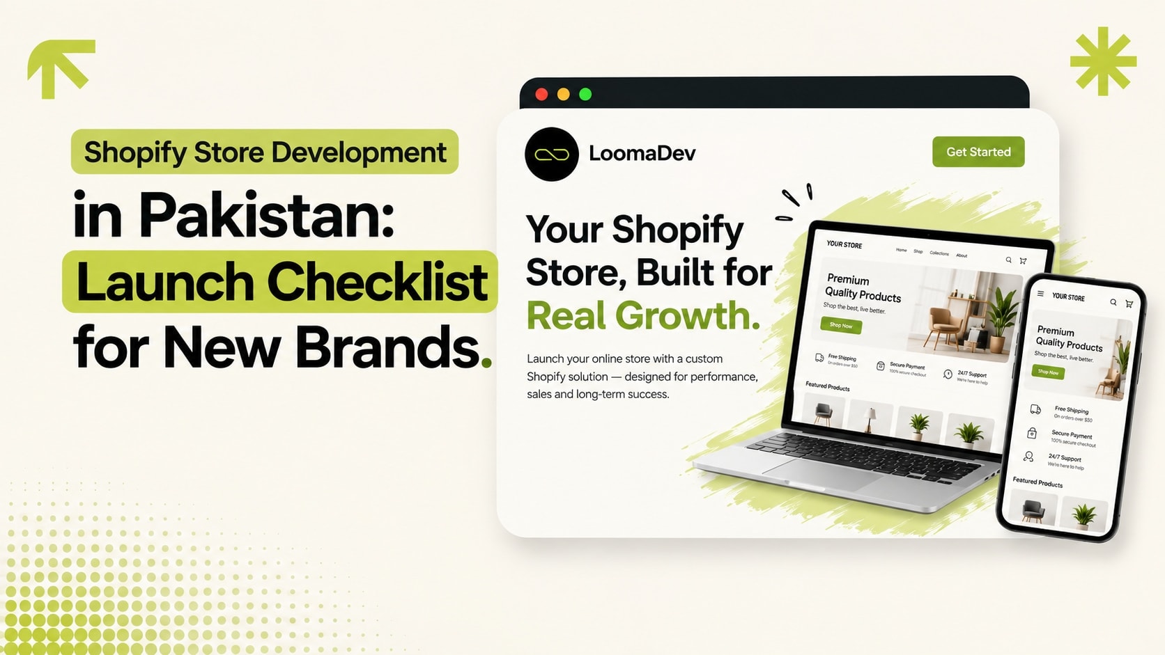 Launch checklist illustration for Shopify store development in Pakistan for new brands