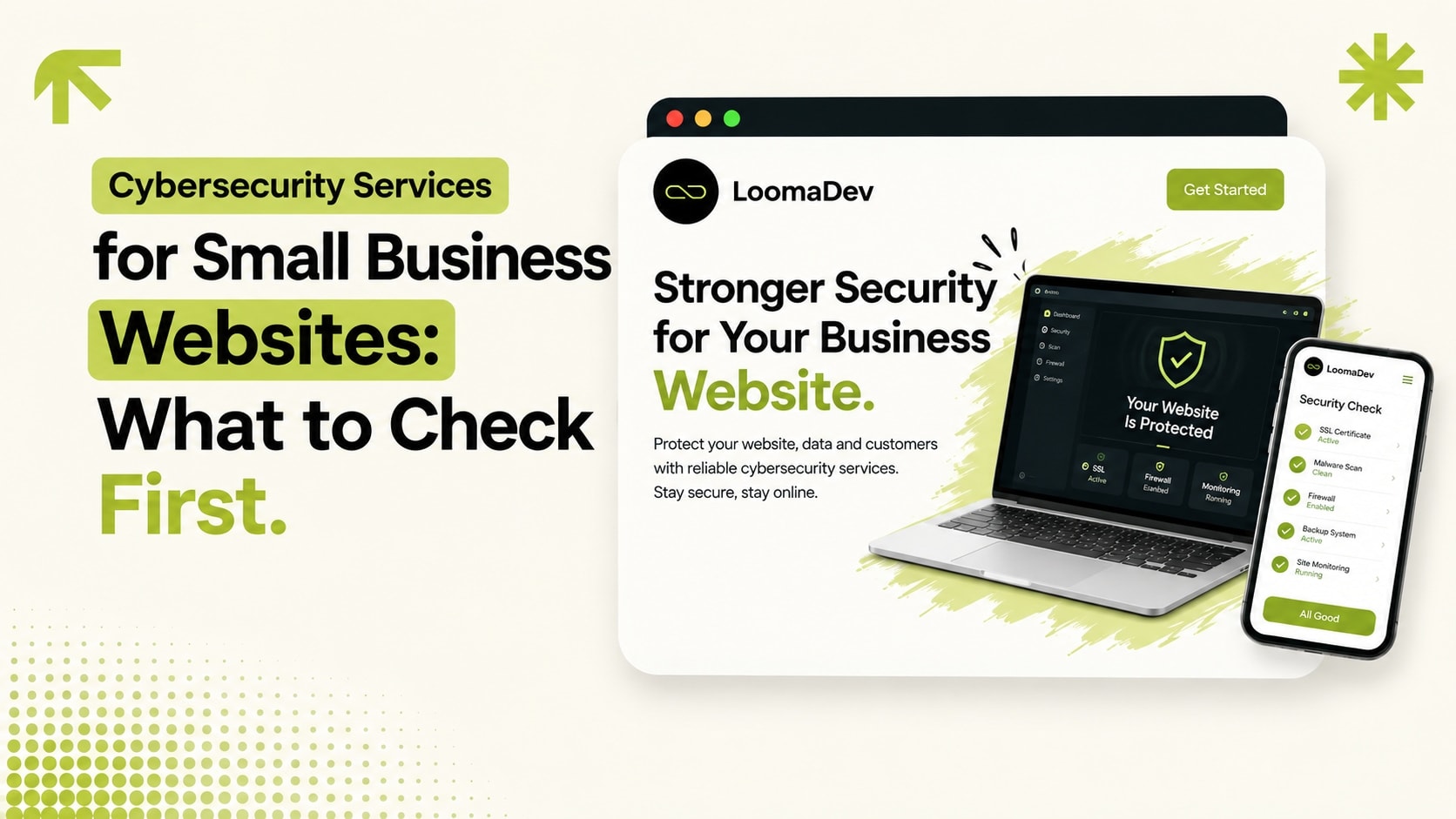 Illustration of cybersecurity services checklist for small business websites