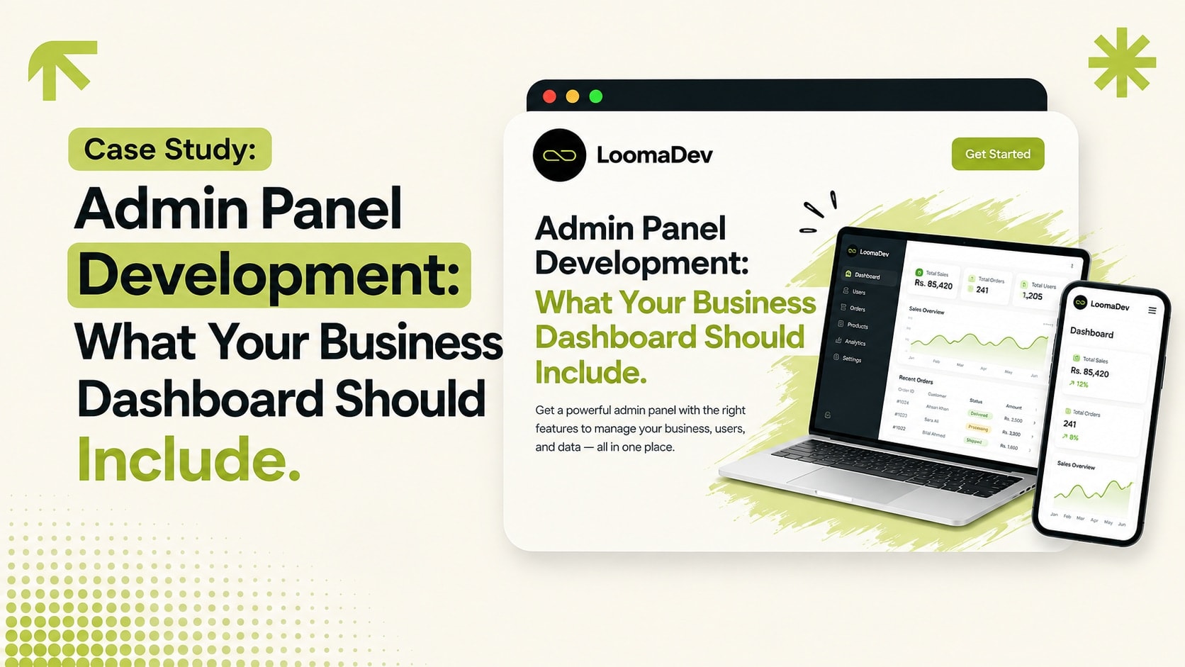 Illustration of what an admin panel and business dashboard should include